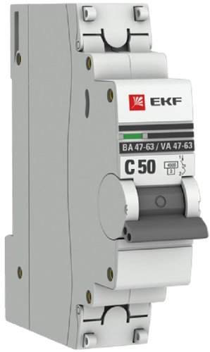Выключатель автоматический EKF PROxima ВА47-63 1п 50А C 4.5кА фото Выключатель автоматический EKF PROxima ВА47-63 1п 50А C 4.5кА картинка